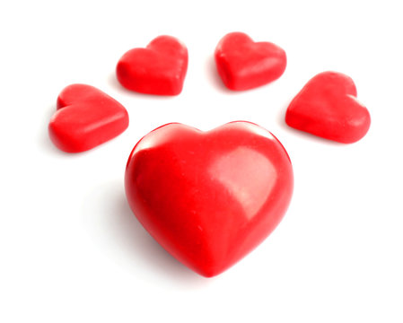 Five red hearts, isolated on white © Africa Studio