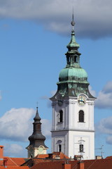 Holy trinity church bell-tower in town of Karlovac in Croatia, Europe