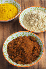 Ground Spices in Bowls