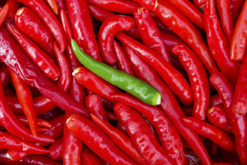 Green chili in Rad chili background