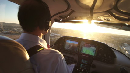 Private Airplane Flight and Inside Cabin View