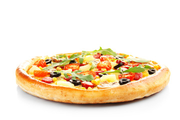 Delicious pizza, isolated on white