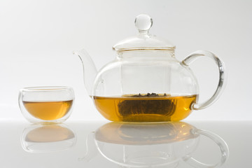 Transparent Tea Cup with Freshly Brewed Tea