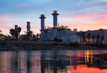 Fototapeta na wymiar sunset view of power plant
