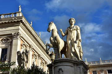 Fototapeta premium Dioskouri from Rome Capitoline Hill at sunset