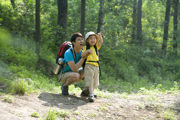 Father and son in the great outdoors