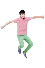 Happy young man jumping