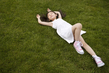 Young Girl Laying In Park