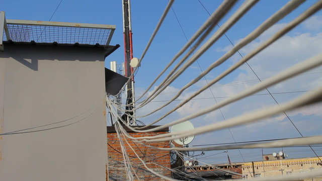 Cellular equipment on the platform installed on the rooftop