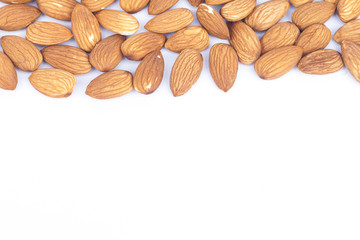 Almond nuts isolated on white background