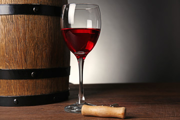 Wine on table on dark background