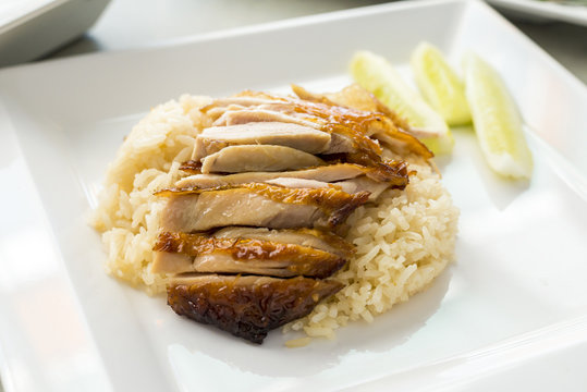 Grilled Chicken With Sauce Over Rice