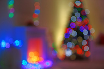 Decorated Christmas room, unfocused