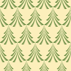 Obraz premium Seamless Christmas pattern. Trees, firs on light background. Winter, New Year texture. Green colored. Vector 