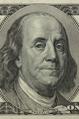 UNITED STATES OF AMERICA - APPROXIMATELY 2004: benjamin Franklin portrait on 100 Dollars 2004 Banknote from USA