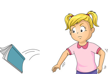 Angry Kid Girl Throw Book