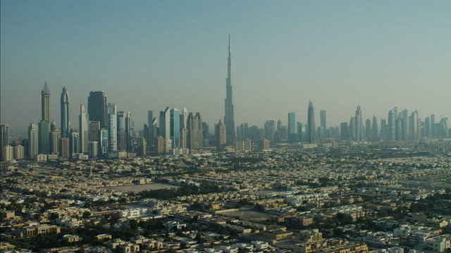Aerial Skyline Dubai Skyscrapers Burj Khalifa UAE