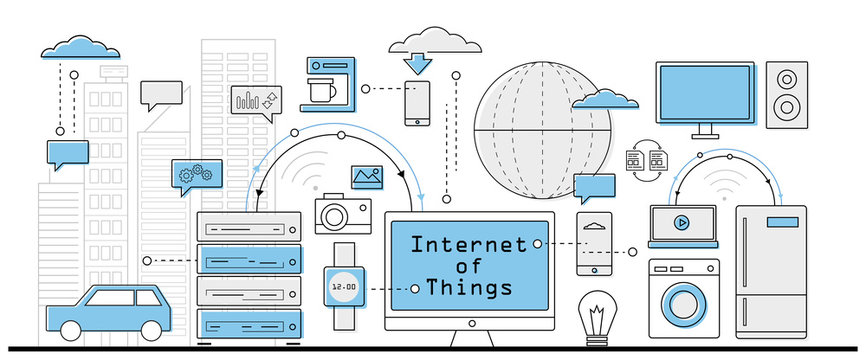 Internet of Things concept, info graphic business icons - vector illustration