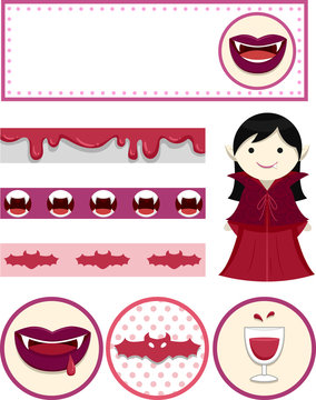 Vampire Girl Party Design Elements Printables