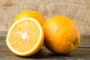 Fresh navel orange fruit on wooden background,healthy food