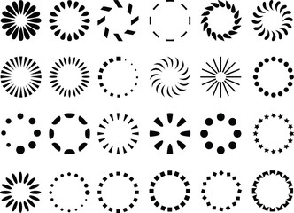 Collection of simple preloaders illustrated on white