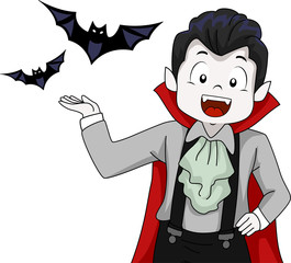 Vampire Kid Boy Familiar Bats Present