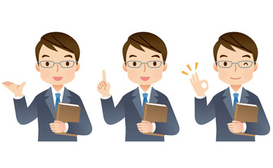 スーツの男性　専門家　表情セット