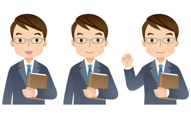 スーツの男性　専門家　表情セット
