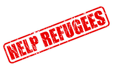 HELP REFUGEES red stamp text