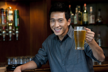 A Man Relaxing at a Bar