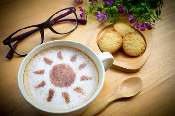latte art coffee in sun design