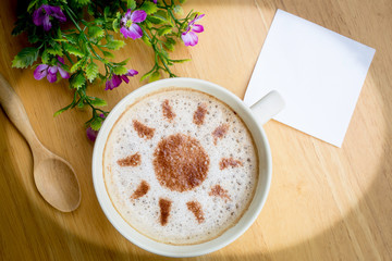 latte art coffee in sun design