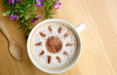 latte art coffee in sun design