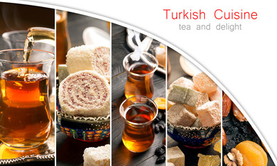 Traditional turkish delight and tea