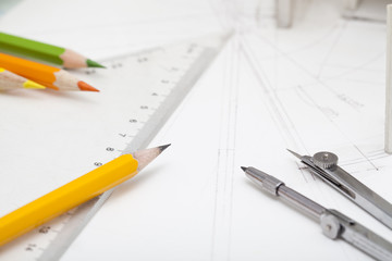 Office stationery in design studio