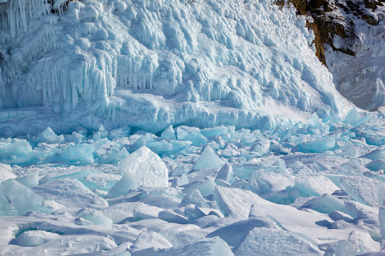 Ice on Hoboi cape on Baikal lake
