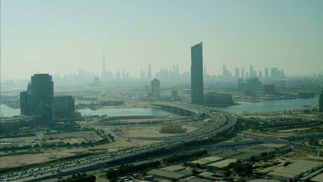 Aerial Dubai Festival City Skyscrapers UAE 