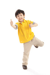 Cute boy doing thumbs up