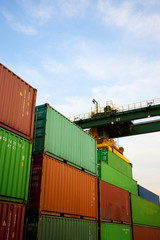 Fototapeta premium Cargo containers at dusk