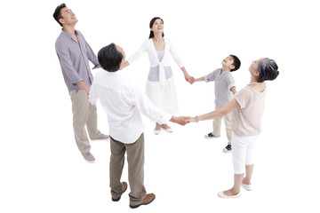 Obraz premium Family holding hands in a circle