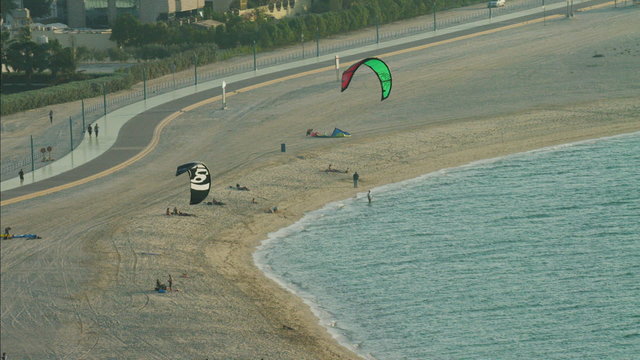 Aerial Dubai Kite surfing flying adventure Persian Gulf UAE 