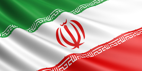 Flag of Iran waving in the wind. - obrazy, fototapety, plakaty