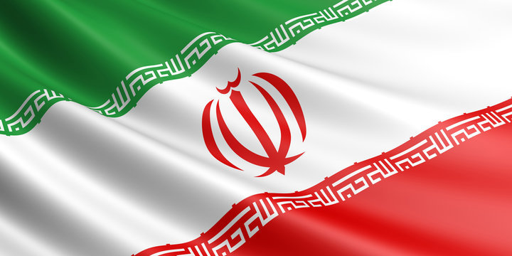 Flag of Iran waving in the wind.
