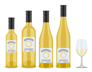 set of bottles of wine, flat design
