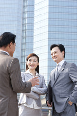 Cheerful businessman in discussion