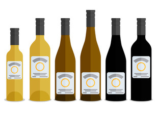 set of bottles of wine, flat design