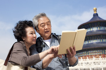 Senior couple travelling at Temple of Heaven in Beijing, China