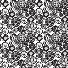 Black gears, steampunk seamless pattern
