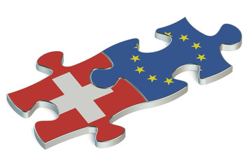 Naklejka premium Switzerland and EU puzzles from flags