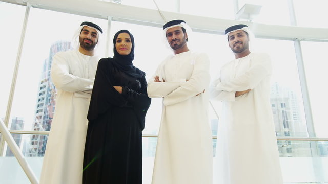 portrait Arabic male female business Gulf Region insurance growth building trade